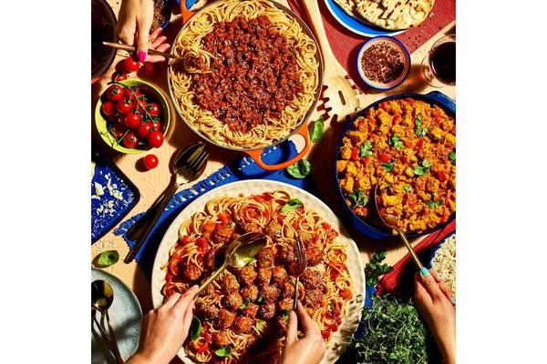 Image Table with foods created from mycoprotein.